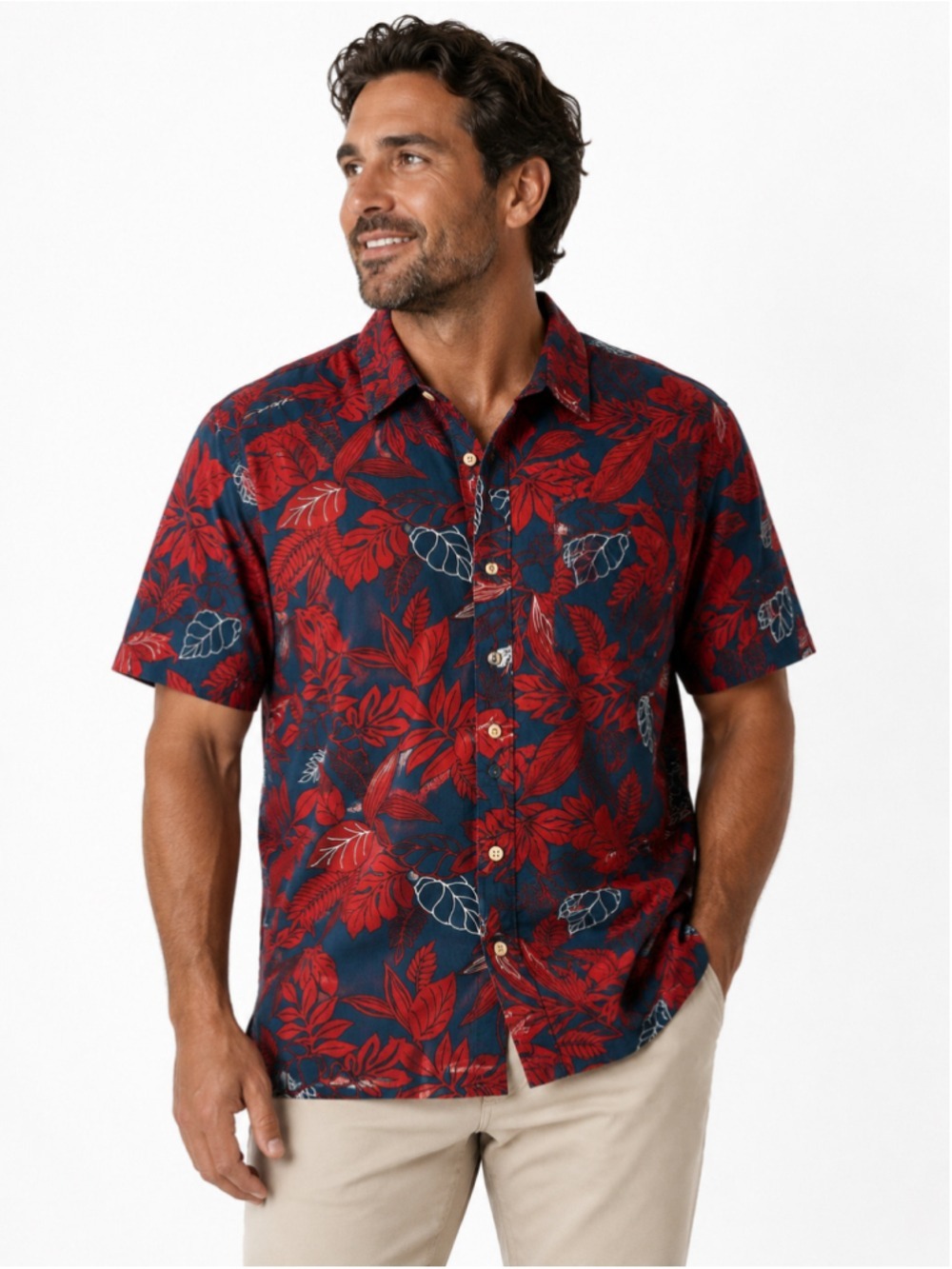 Men's Quiksilver Waterman Casual Button Down Shirt Size L Hawaiian Floral